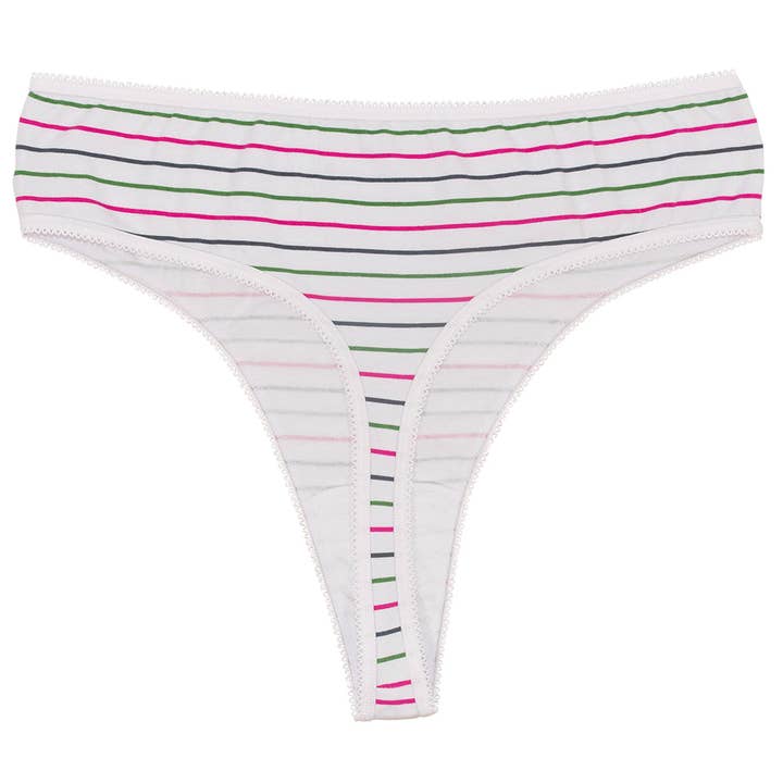 Teri Lingerie's Love Libby Panties - Wholesale Underwear - Women's - Printed Cotton High Waist Thong with Picot Trim4