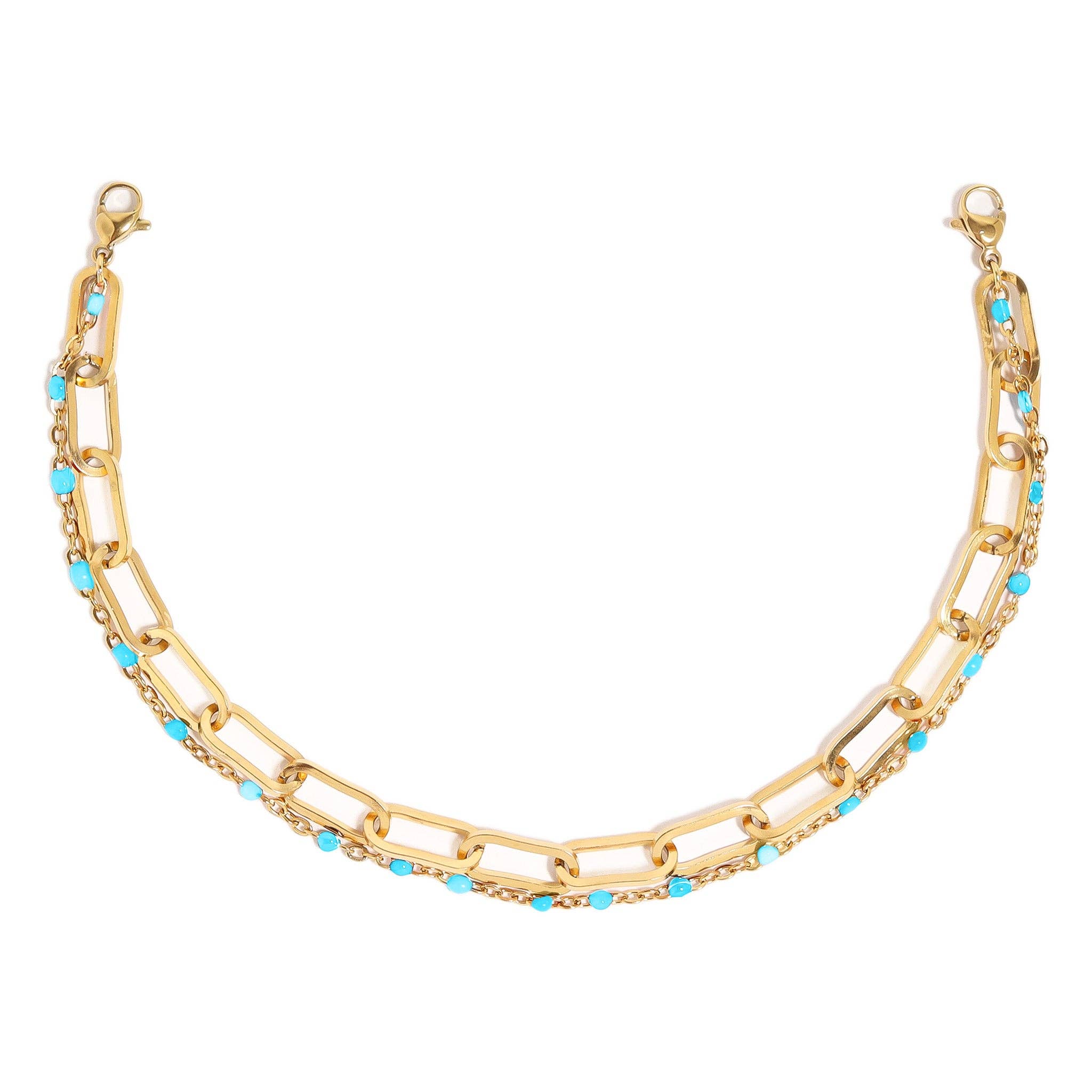 WJW – wholesale Hat accessory – Women's – Trucker Hat Chain: Paperclip and Satellite Layered Chain Set4