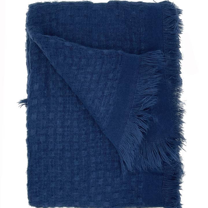 Fennco Styles - Wholesale Throw Blanket - Waffle Weave Solid 50"X60" Throw Blanket with Fringe15