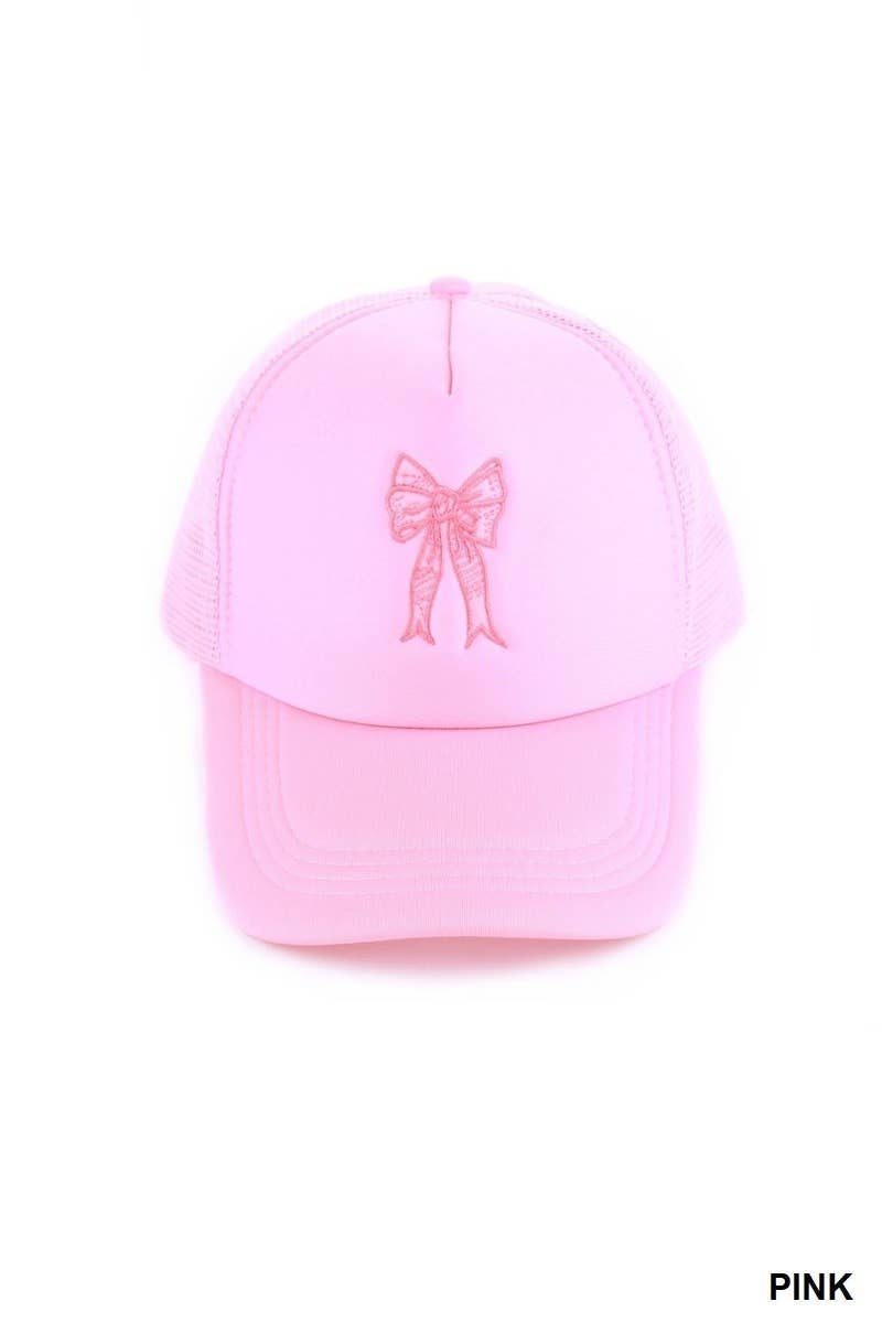 Vanilla Monkey - Wholesale Trucker Hat - Women's - Coquette Ribbon Bow Embroidery Trucker Hat1