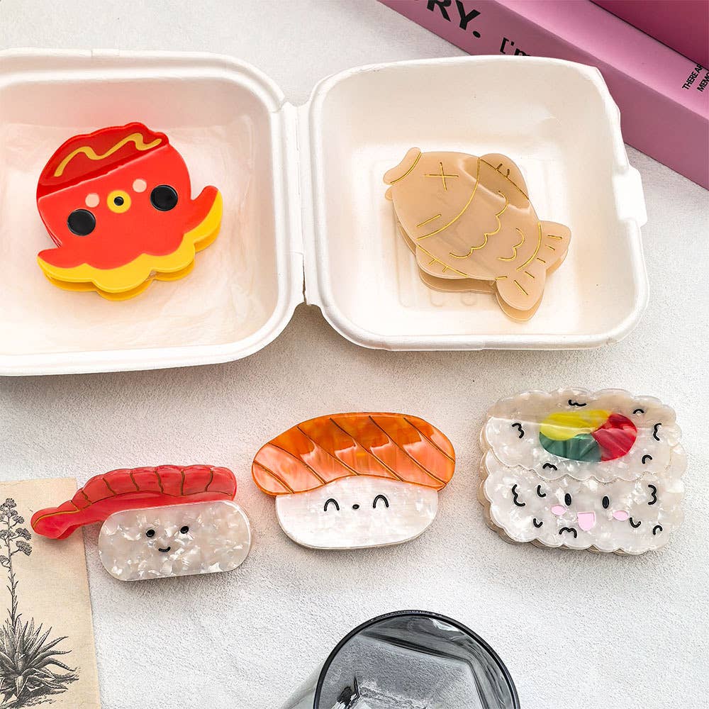 SoapElenGlen - Wholesale Hair Clip - Women's - Fun Sushi Series Hair Clip, Octopus Acetate Claw Clip4
