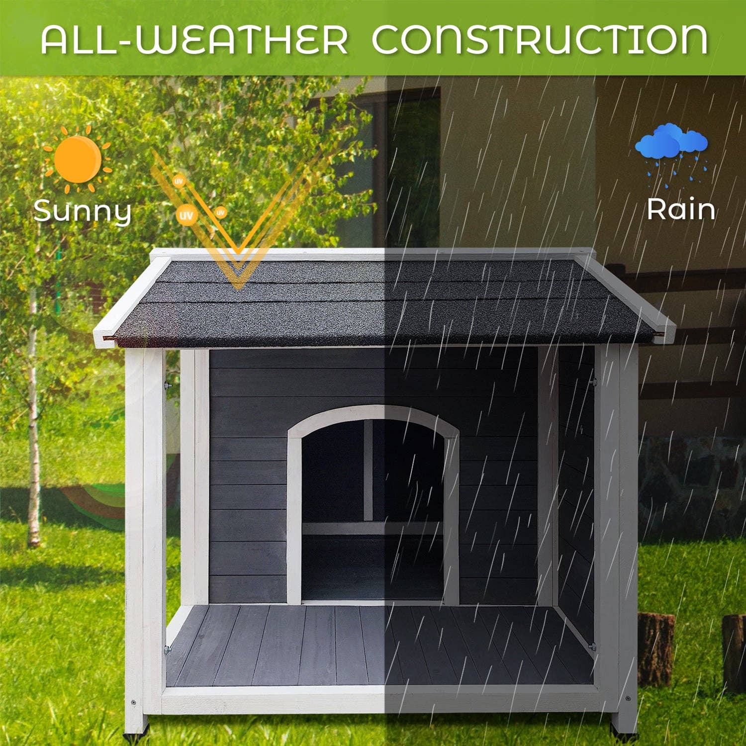 39F Inc. - Wholesale Pet Play Tunnel - Dog - Outdoor Wooden Dog House – Waterproof & Windproof, Gray3