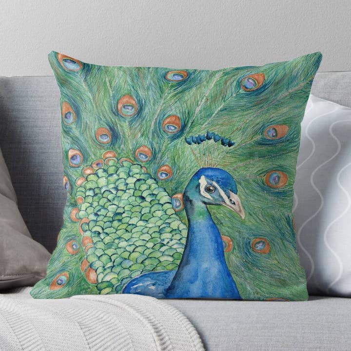 Decoratieve kussenhoes met pauw voor wholesale door Brazen Design Studio
