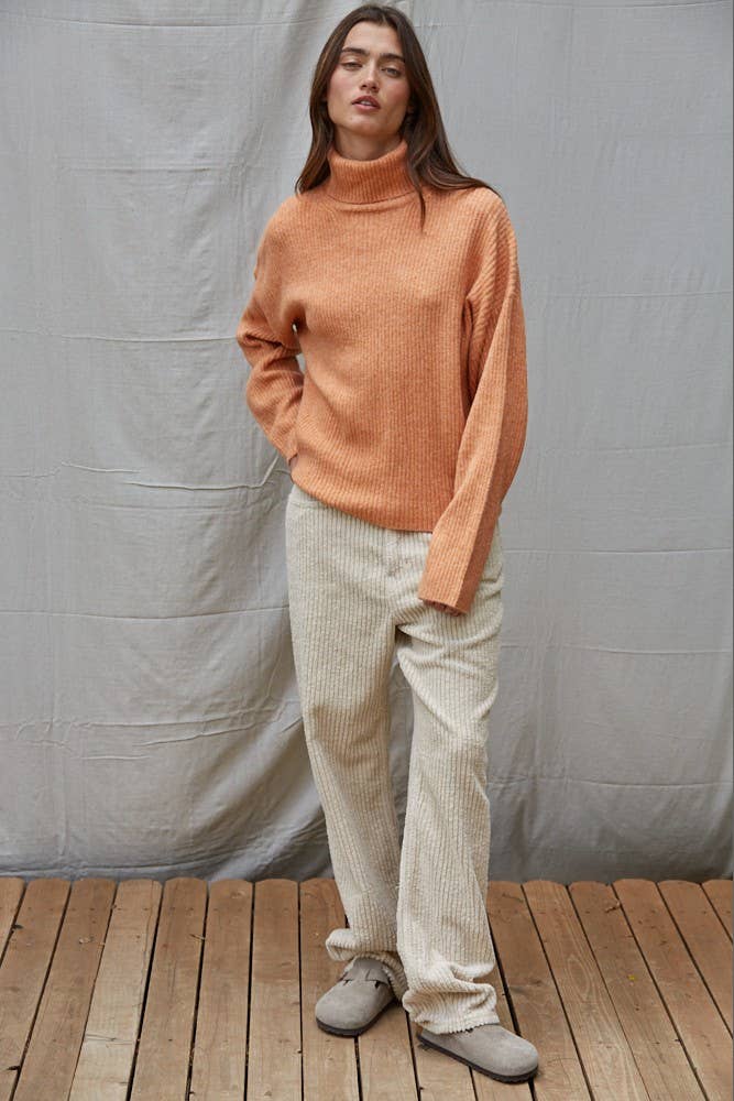 By Together - Wholesale Knitted jumper – Women′s - W1805 | Knit Sweater Ribbed Turtleneck Drop Shoulder Top1