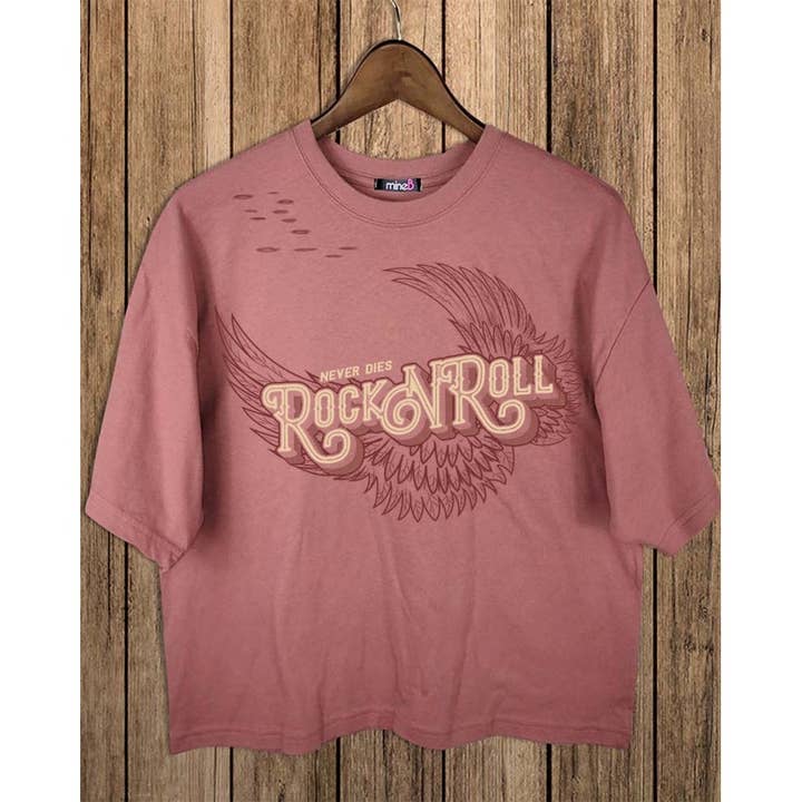MINEB - Wholesale Screen Printed T-Shirt - Women's - ROCK N ROLL NEVER DIES CROP TEE3