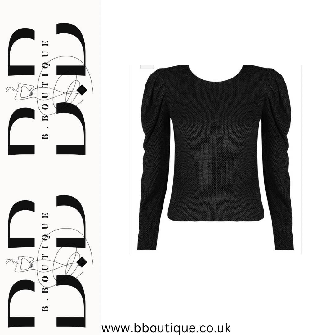 B.Boutique – wholesale Blouse – Women’s – Puff woven black top