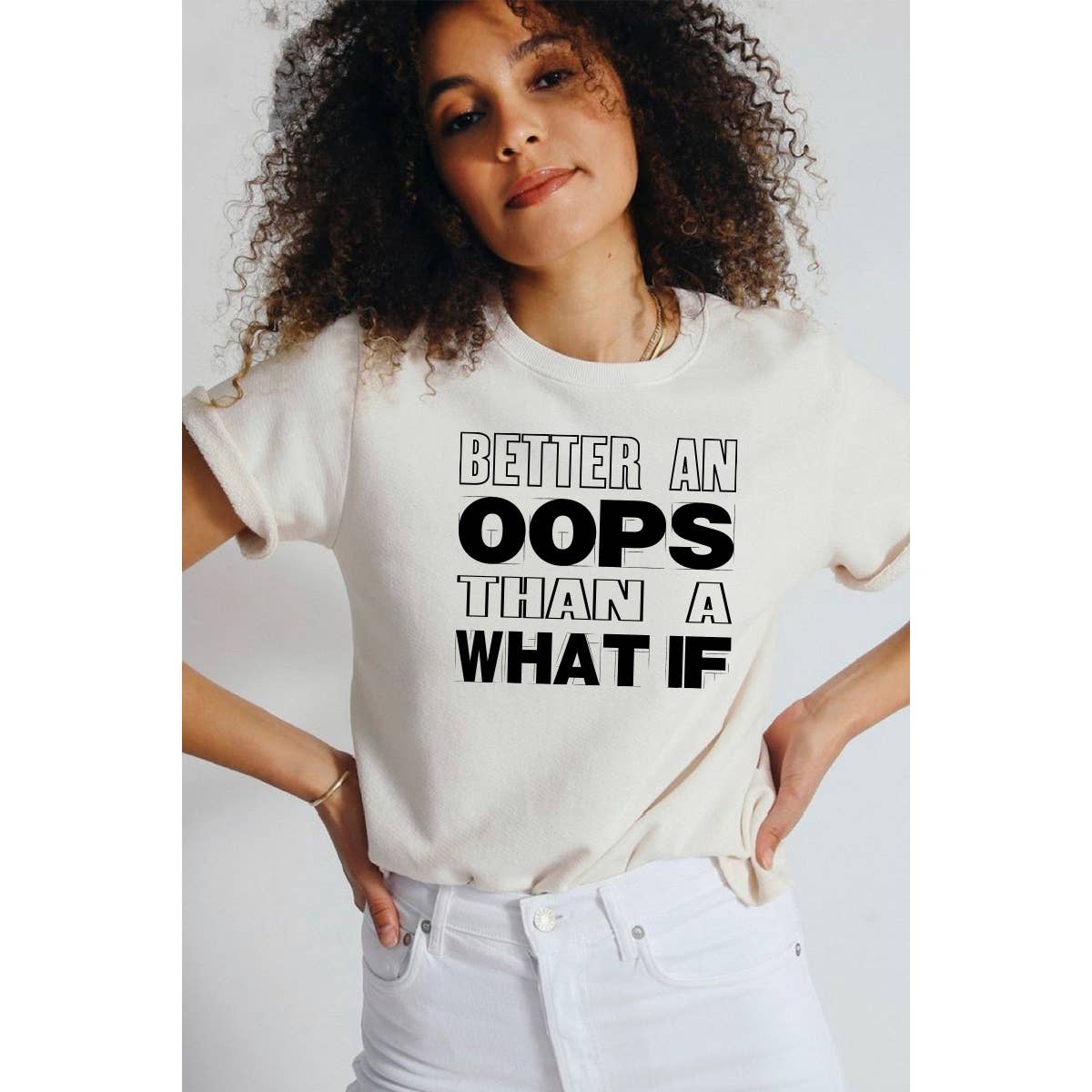 Nobrand - Venta al por mayor Camiseta serigrafiada - Mujer - Camiseta mujer OOPS GRAPHIC0