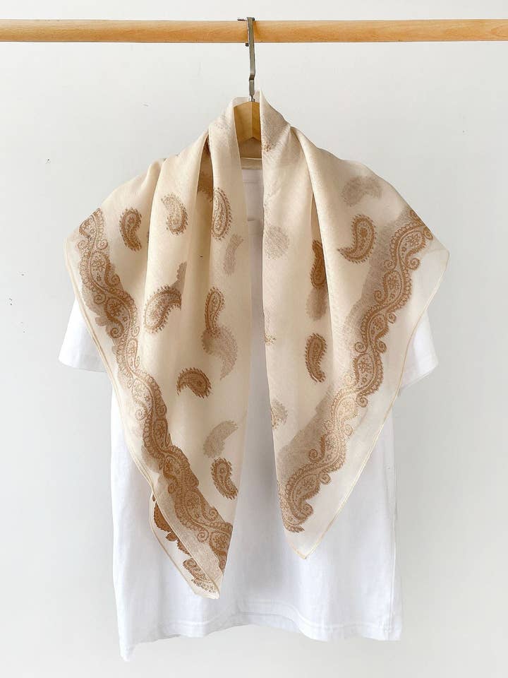 Vintage Burnout Paisley Square Satin Scarf DP25E608 for wholesale by Dipped Shop