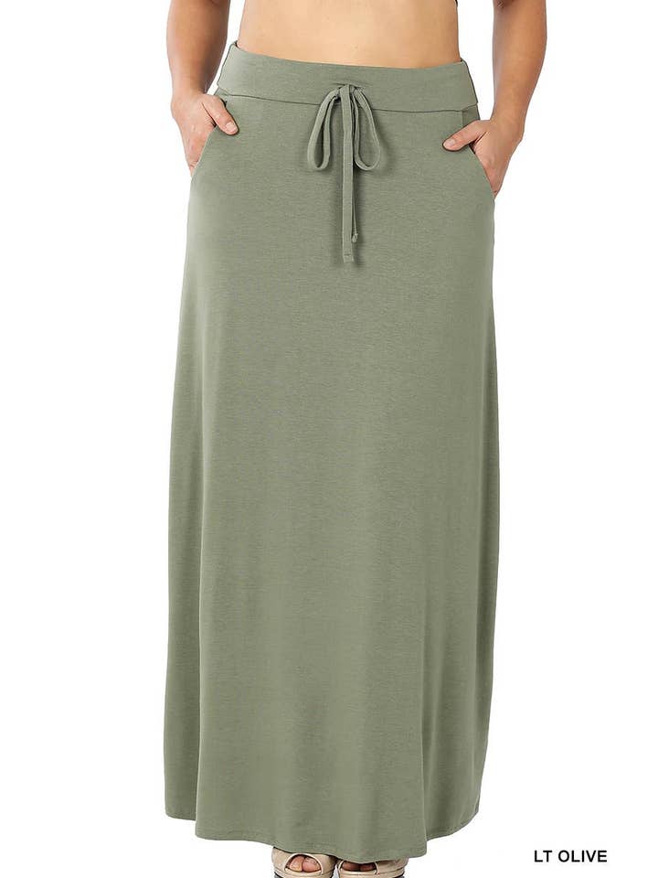 Vanilla Monkey - Wholesale Skirt - Women's - Plus Maxi Skirt Drawstring & Pockets