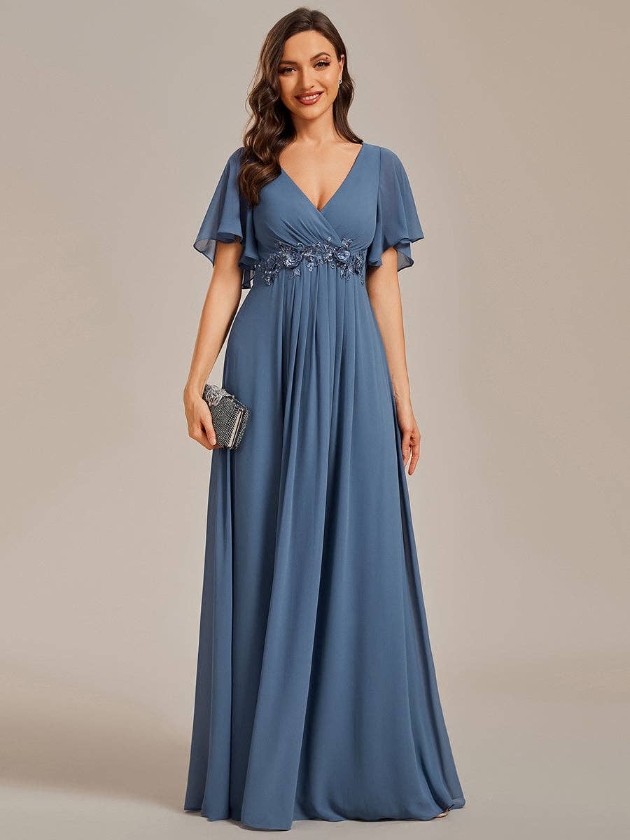 Ever-Pretty - Vente Robe de soirée – femme - Robe de demoiselle d'honneur plissée avec appliques et col en V8