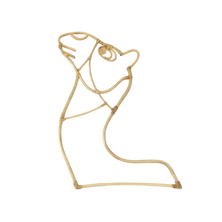 Decoración de pared hecha a mano con forma de animal de ratán sostenible de 17 pulgadas con forma de camello para venta al por mayor de Amara