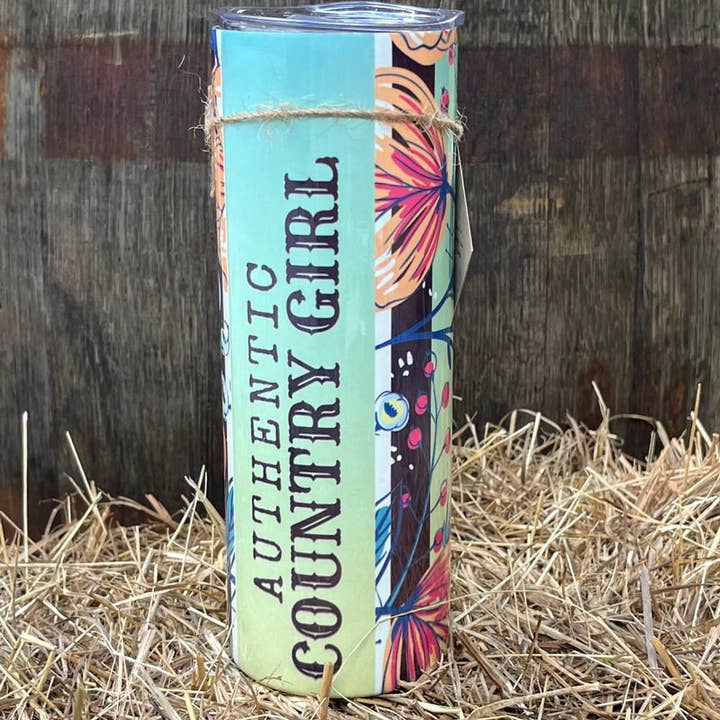 Authentic Country Girl- Floral - 20oz Tumbler for wholesale by Whiskey Doodle