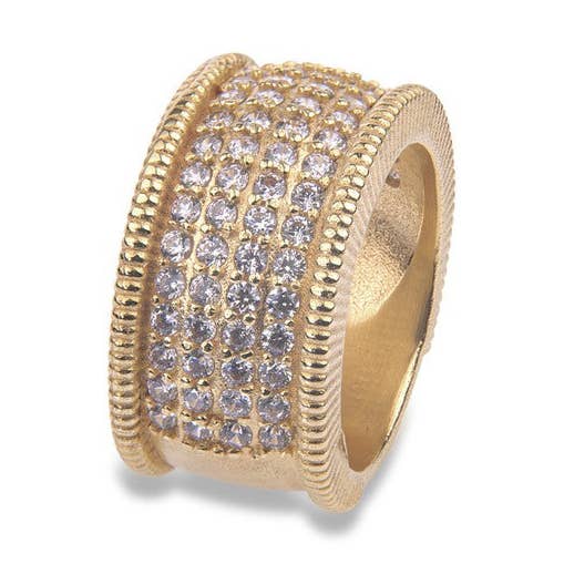 Bronzering belagt med guld med hvide zirkoner for engroshandel hos PLATADEPALO