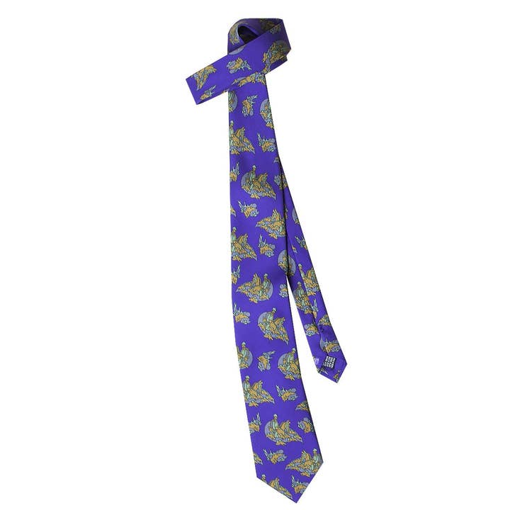 Cravate Parure madder imprimé équipages - payne ocre mousse pour la vente par Artumès & Co