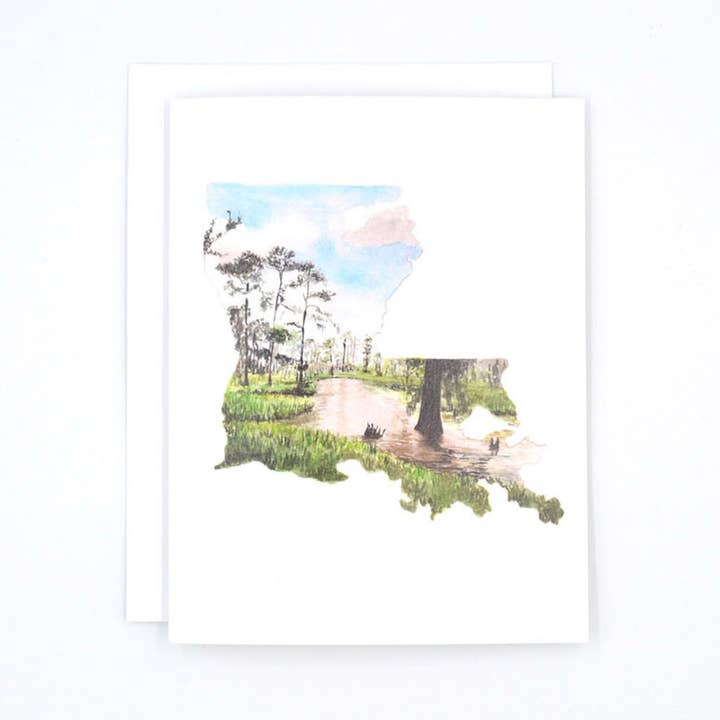 Louisiana State Watercolor Notecard Set for wholesale by Rachel Alvarez Art