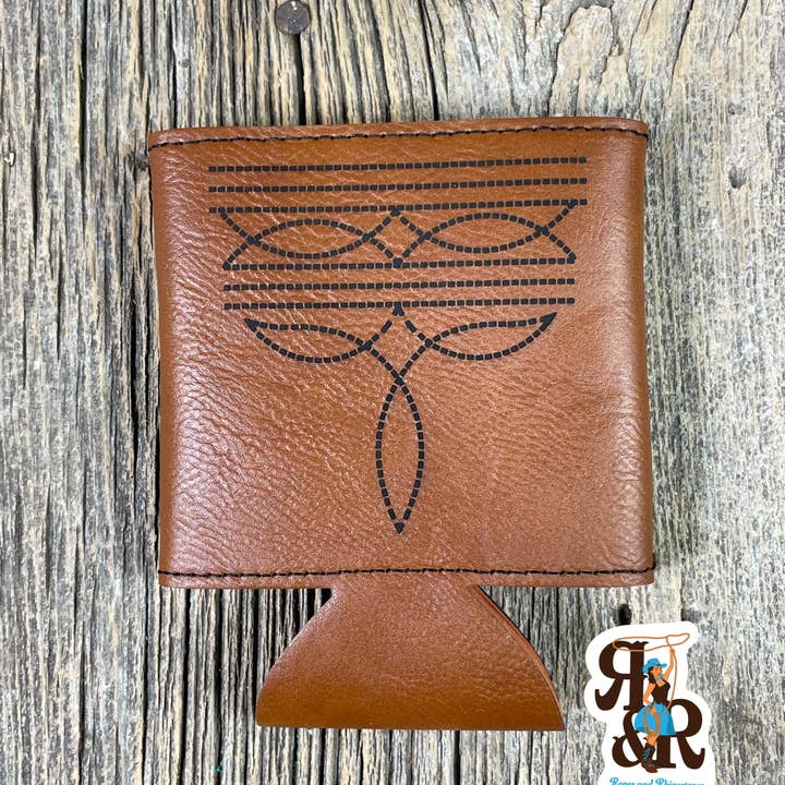 Ropes and Rhinestones - Wholesale Drink Huggers & Koozies - Wholesale Boot Stitch Leatherette Can Cooler3