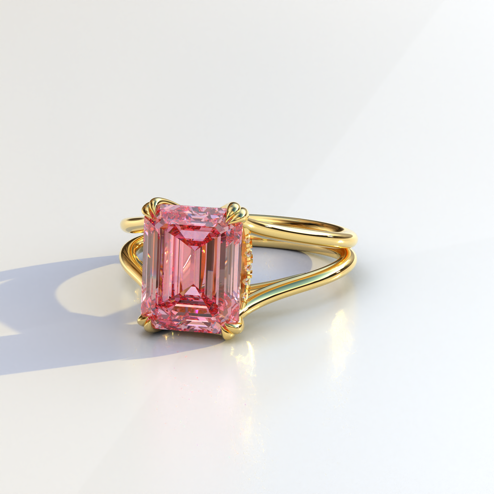 Mohana Jewels - Luxury – Anel de noivado por atacado – Anel de Noivado com Diamante Cultivado em Laboratório Rosa Intenso Fancy Corte Esmeralda - Tesira8