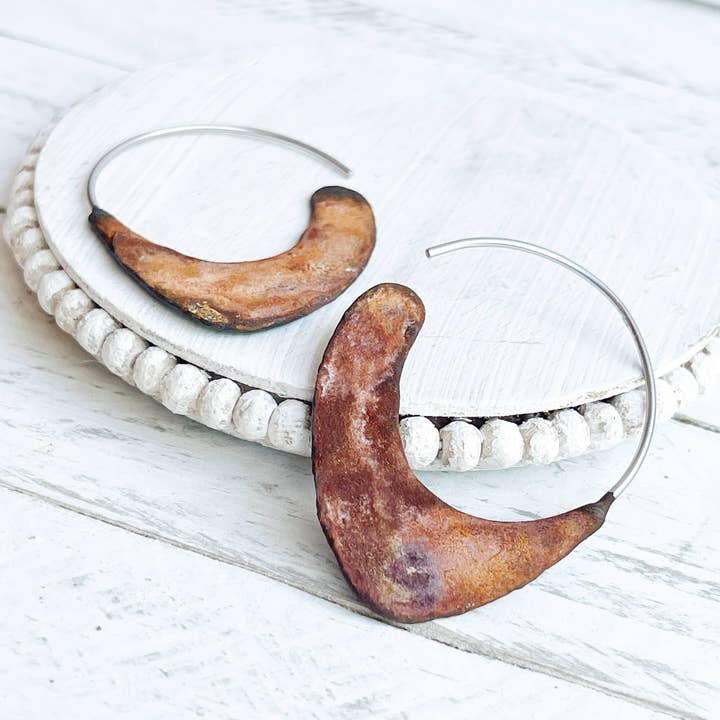 Rage Gems & Jewelry - Wholesale Dangle Earrings - Reversible Rust and Blue Patina Earrings3