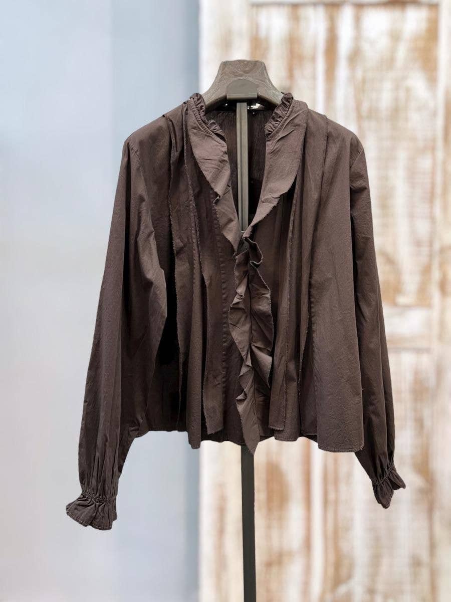 SWEET MAGIC MODA Y COMPLEMENTOS - Wholesale Blouse - Women's - LONG-SLEEVE BLOUSE WITH RUFFLES AND MAO COLLAR2