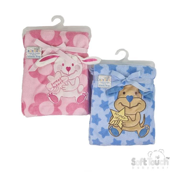 Couvertures pour bébés : avec chien et lapin - FBP74 pour la vente par Soft Touch