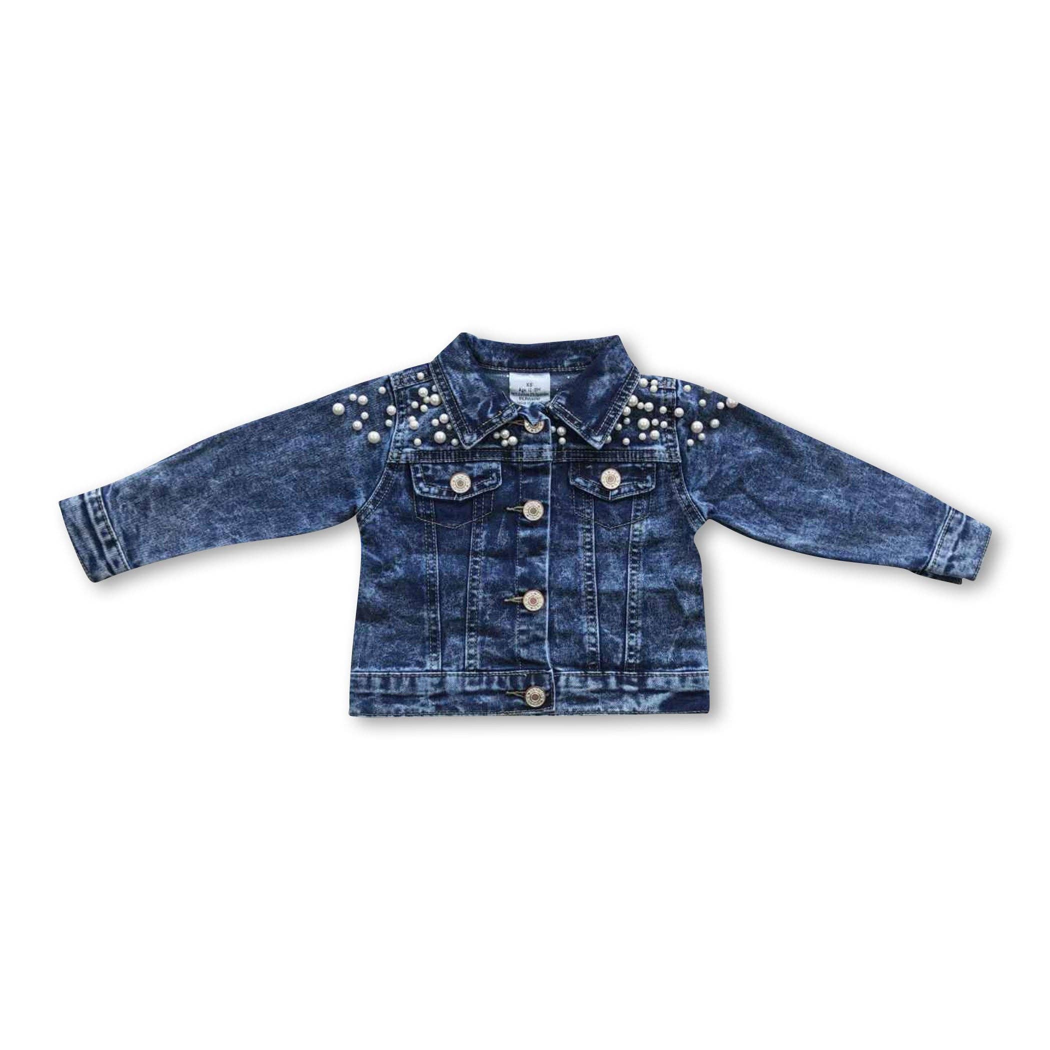 Yawoo Garments - Vente Veste en jean – enfant - Vestes en denim bleu perle pour petites filles1
