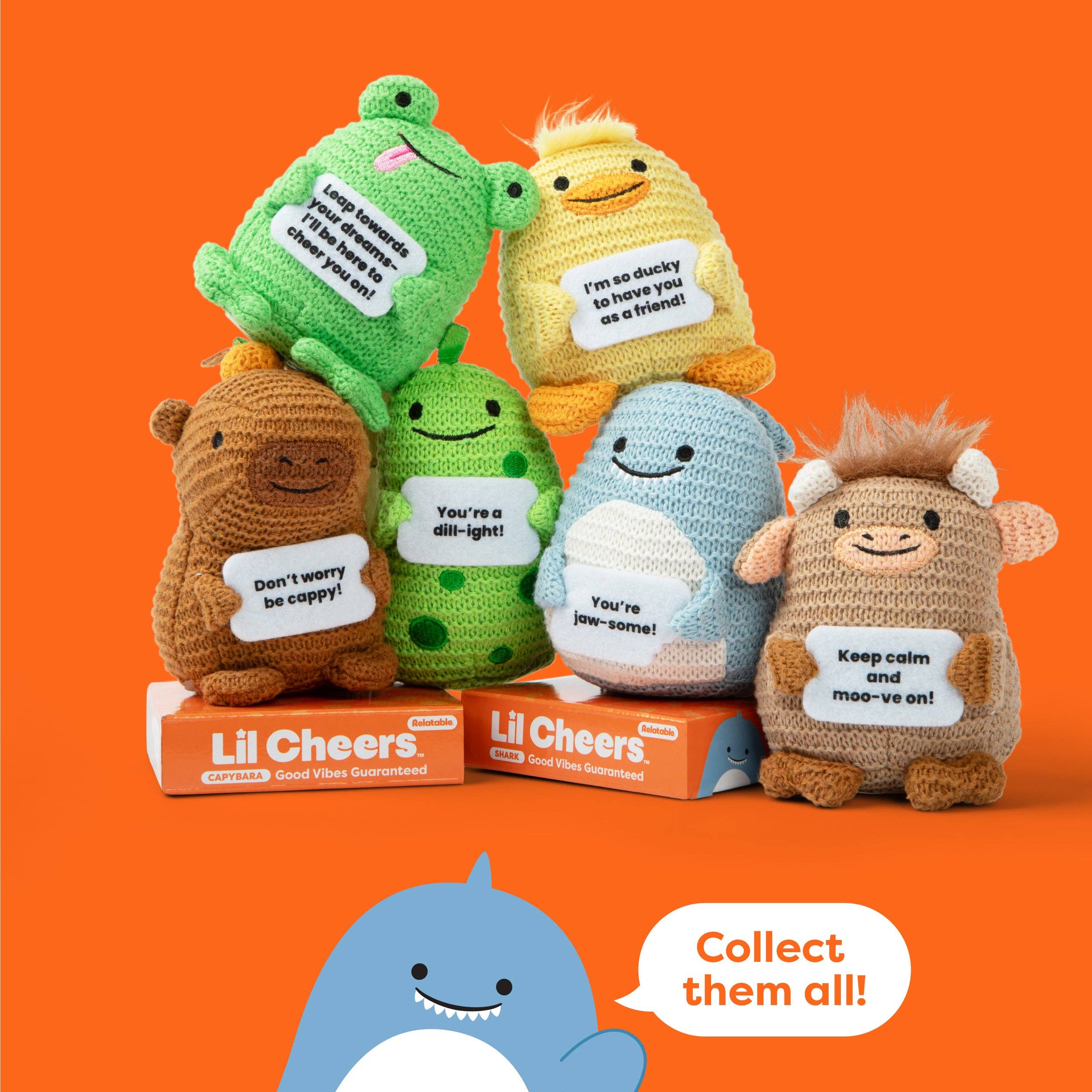What Do You Meme - Wholesale Stuffed/Plush Toy - Kids & Baby - Lil Cheers Shark by Relatable – Fintastic Crochet Plush with Encouragement5