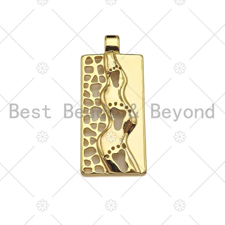 BestBeads&Beyond - Wholesale Individuele bedel/hanger - Holle voet op rechthoekige vorm hanger, 18K gouden charme, ketting armband charme hanger, 6x37mm, Sku #FH169