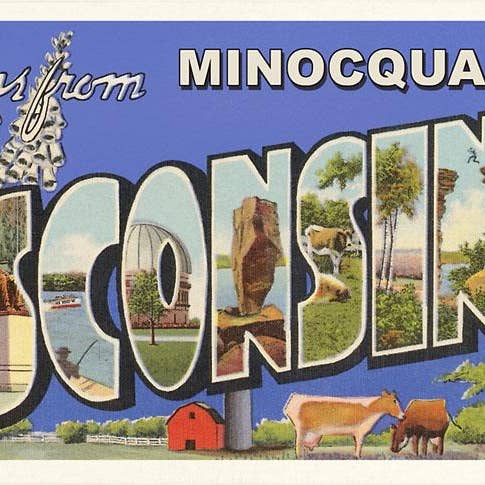 Art Print WI-437 Greetings from Minocqua for wholesale by Found Image Press