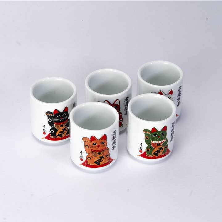 Urban Tokyo - Wholesale Coffee Mug - 5 Piece 1.5oz Sake Cup Gift Set Lucky Cats JP (1/60)3