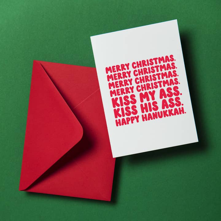 «Feliz Navidad. Bésame el culo. Dale un beso en el culo. Feliz Janucá» para venta al por mayor de Fighty Pants.