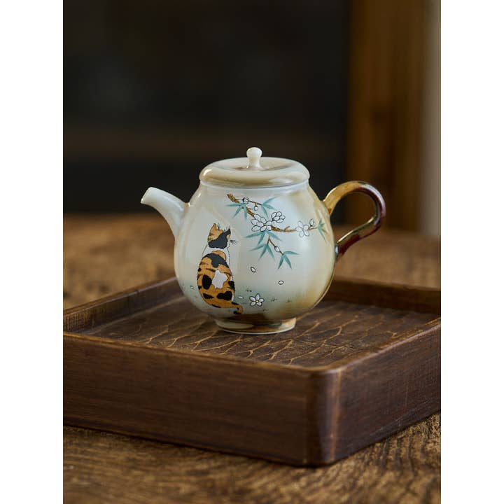 Gohobi (We cover U.S. import duties) - Wholesale Tea Pot - Gohobi Hand-Painted Orange Cat Teapot