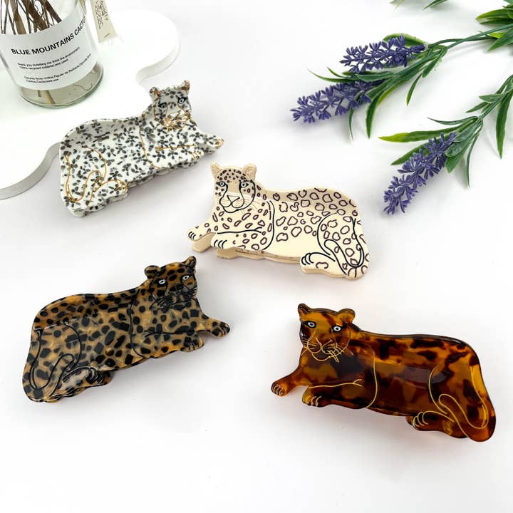 Lazy African Leopard hårklemme i acetat for engroshandel hos mildstyles
