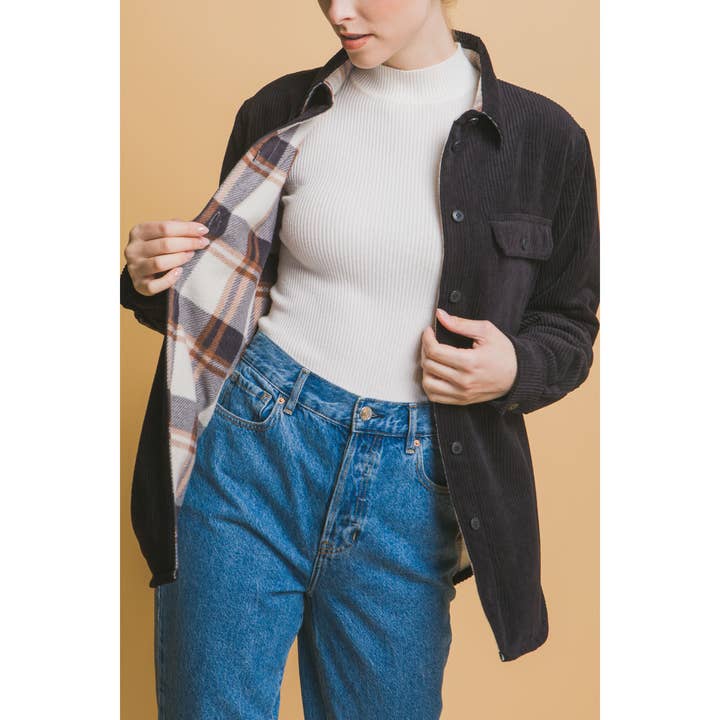 HiteJeans - Venta al por mayor Chaqueta - Mujer - Chaqueta de cuadros reversibles de pana