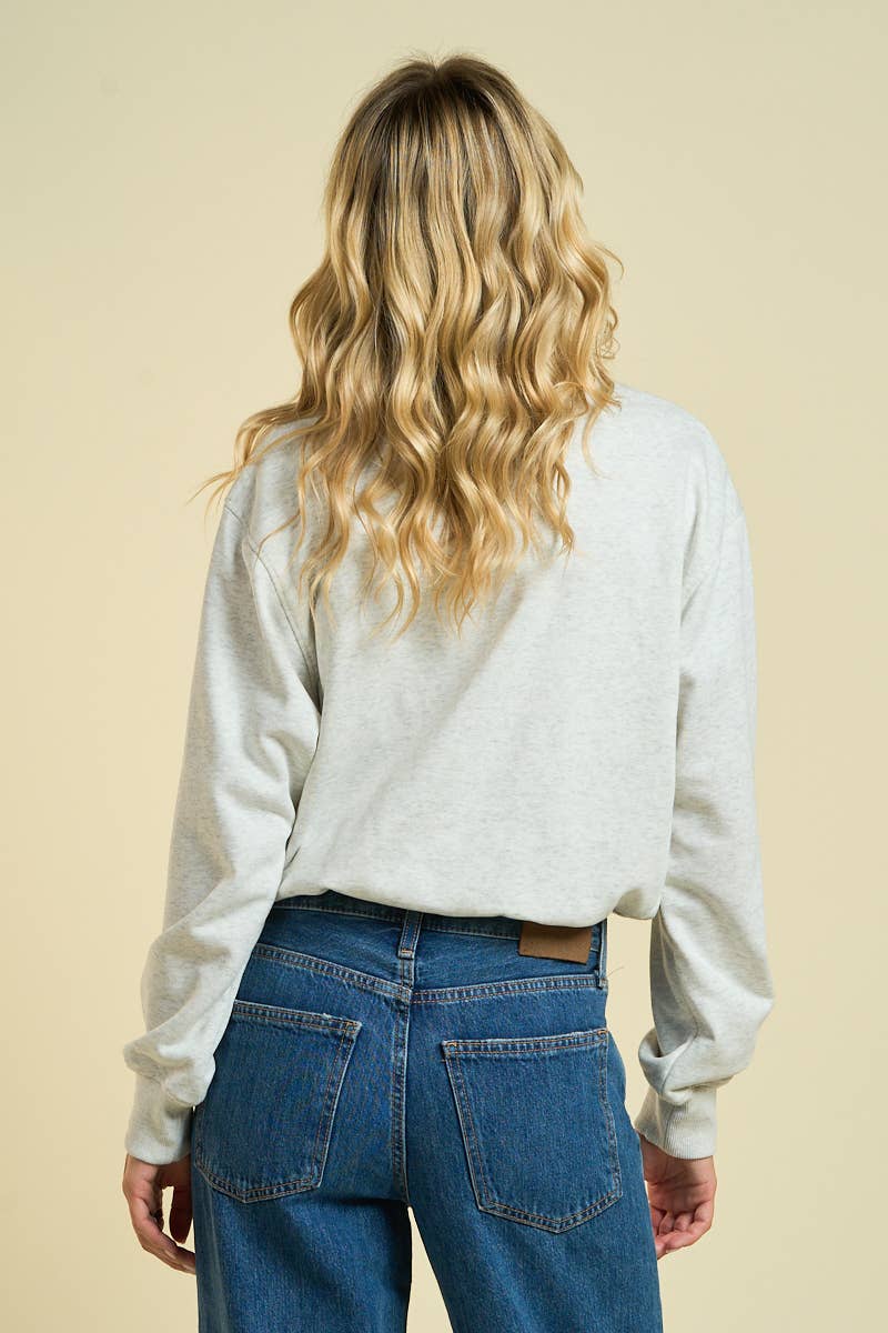 ANWND - Vente Sweat-shirt – femme - 10736-Sweat-shirt à col ras du cou raccourci10