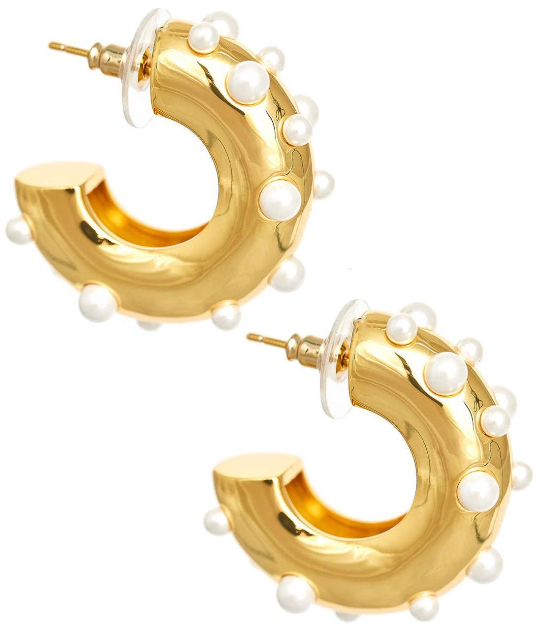 Lisi Lerch - Wholesale Hoop Earrings - The Fitzgerald - Pearl & Gold Hoop - Meeghan Mullin x Lisi Lerch - WS