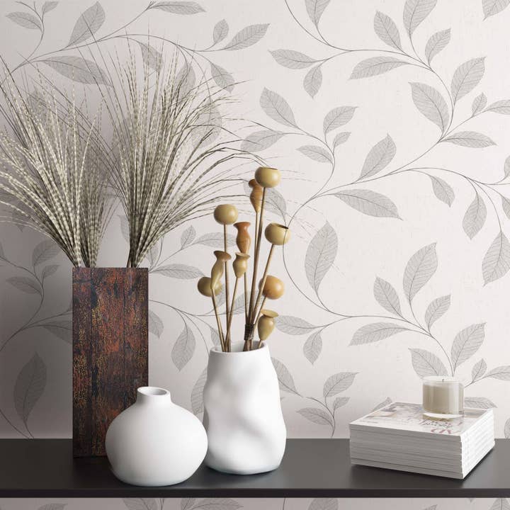 Papel pintado floral gris para dormitorio, salón o cocina. para venta al por mayor de Marburg