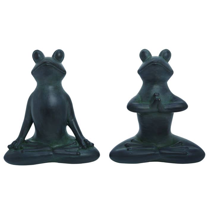 Transpac - Wholesale Decorative Figurine - CLOSEOUT Transpac 23" Black Spring Yoga Frog Statuette set 2