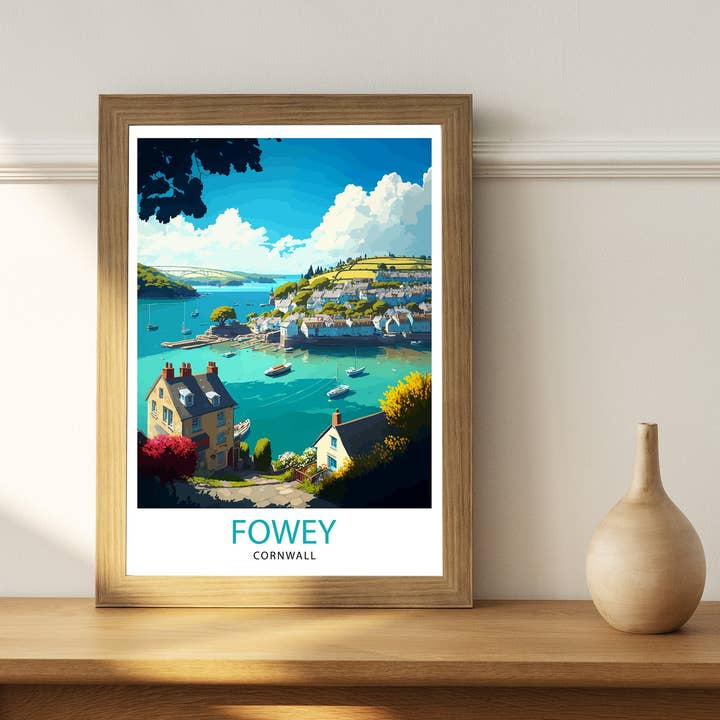 InkNPrintz – wholesale Art print – Fowey Cornwall Travel Poster Fowey Wall Art Fowey Home Decor Fowey Illustration Travel Poster Gift for Fowey Lovers, Cornwall3