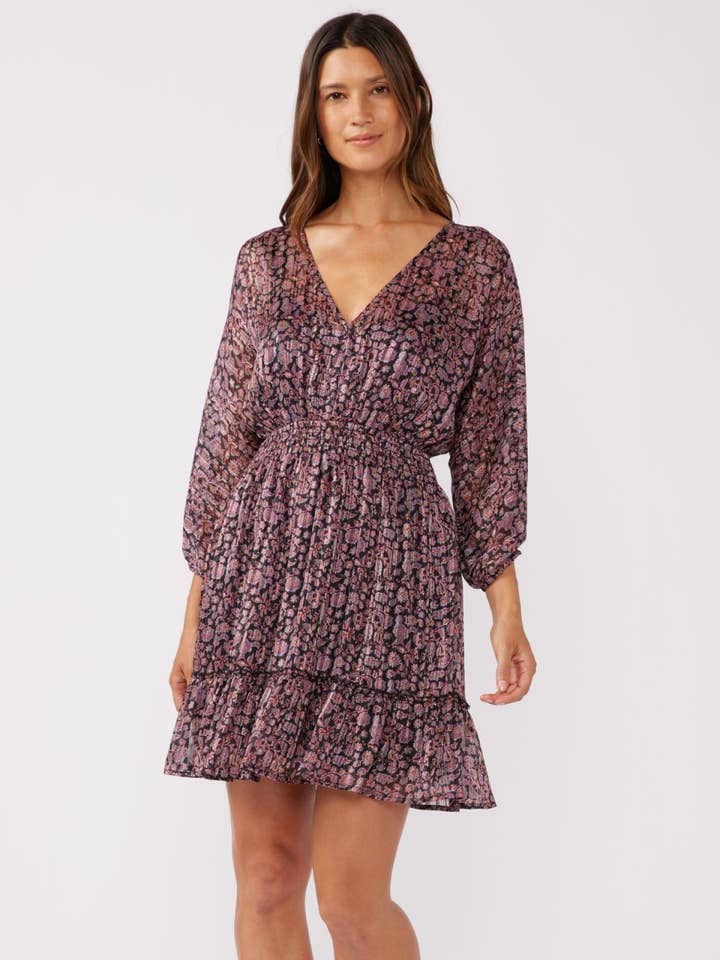 Floral V-Neck Mini Dress with Back Ties for wholesale by Lovestitch