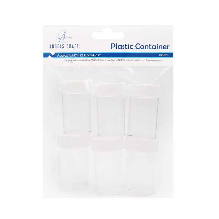 Angels Craft - Wholesale Food Storage Container - Small Plastic Container w/ White Lid 6-ct