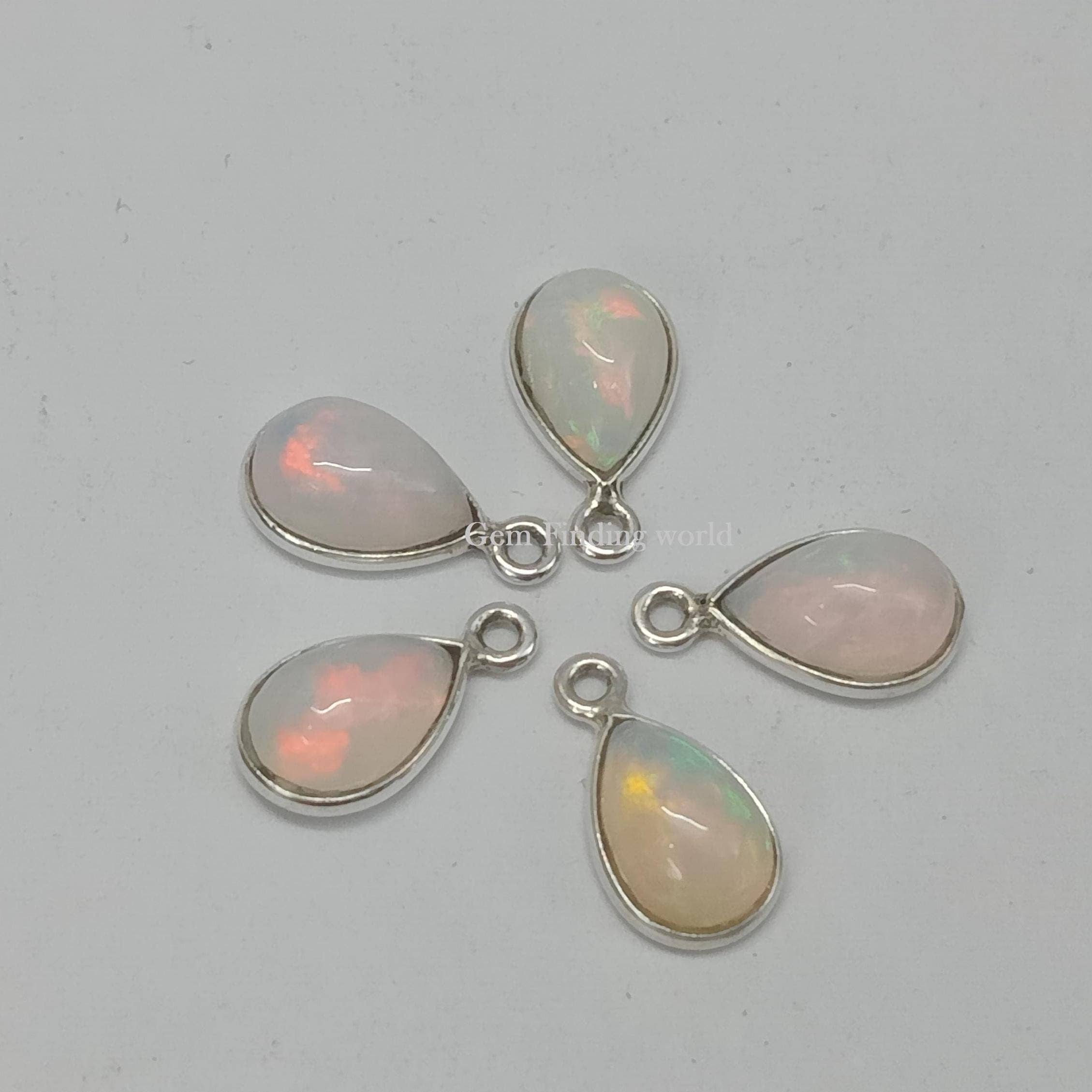 Rishi Jewelry – wholesale Individual charm/pendant – Ethiopian Opal Gemstone Charm Pendant Silver Connector3