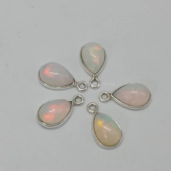 Rishi Jewelry – wholesale Individuell berlock/hänge – Etiopisk opal ädelstensberlock hängsmycke silveranslutning3