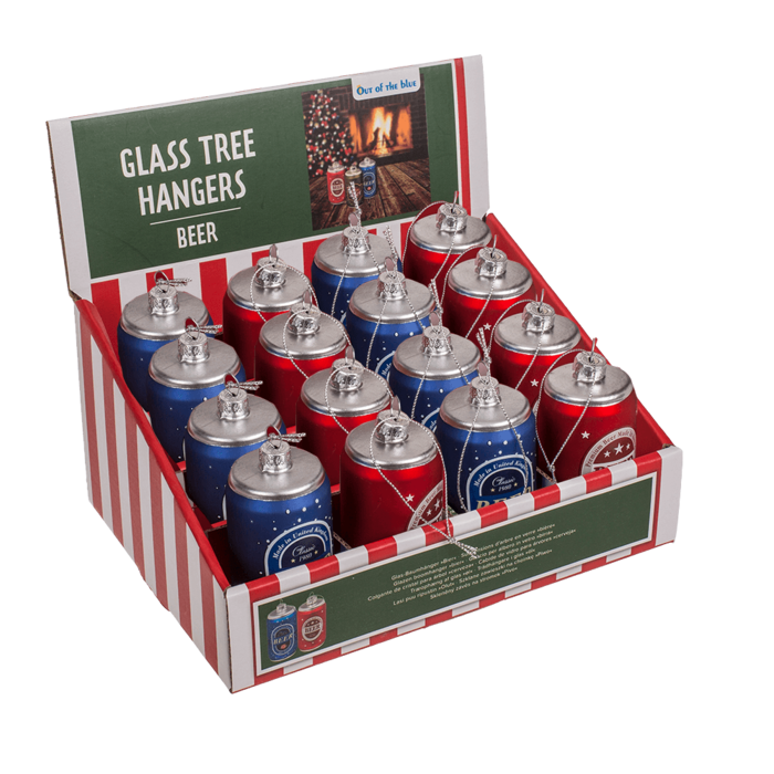 Out of the blue KG - Wholesale Ornament Set - Glass tree hanger, beer, 3 assorted,1