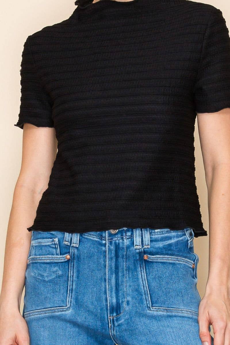 White Birch - Vente Haut en maille – femme - T10836 Haut en maille uni à manches courtes2