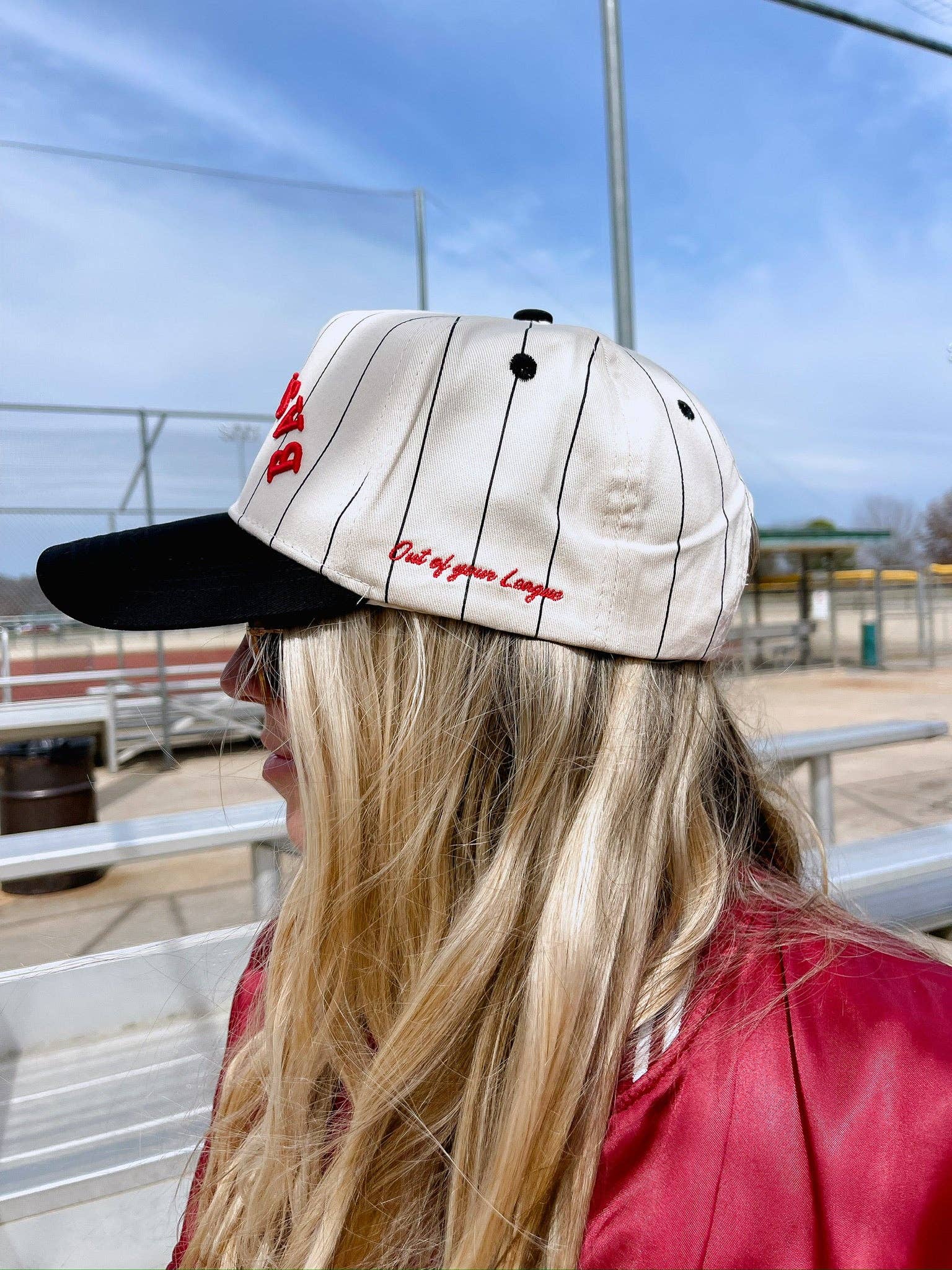KENZKUSTOMZ - Wholesale Trucker Hat - Women's - BASEBALL - Red on Black Stripe Vintage Hat2
