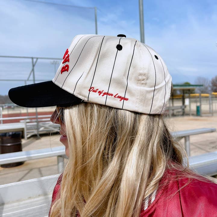 KENZKUSTOMZ - Wholesale Trucker Hat - Women's - BASEBALL - Red on Black Stripe Vintage Hat2