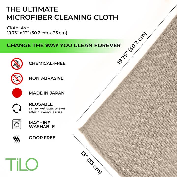 Tilo The Ultimate - Vente Chiffons de nettoyage - Chiffon de nettoyage en microfibre TiLo — 19,75 x 13 pouces réutilisable — beige