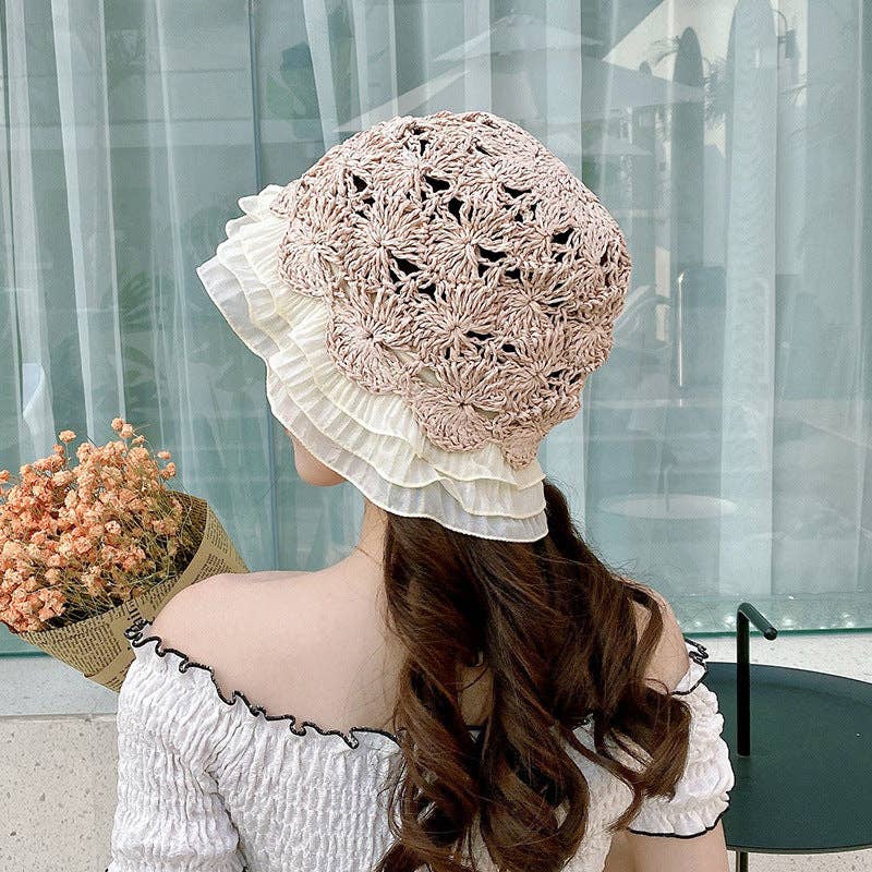 Ole - Wholesale Bucket Hat - Women's - Ruffle Lace Fisherman Hat C01275
