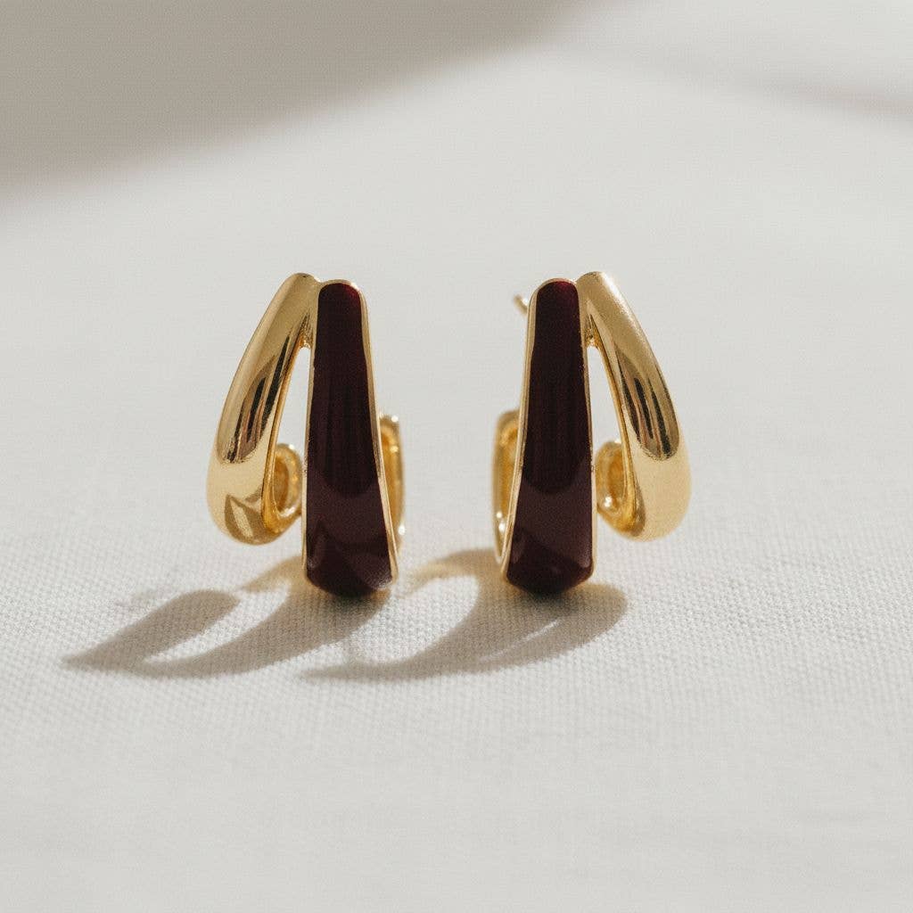 Ellemadera - Wholesale Dangle Earrings - Geometric Red Design Drop Earrings0