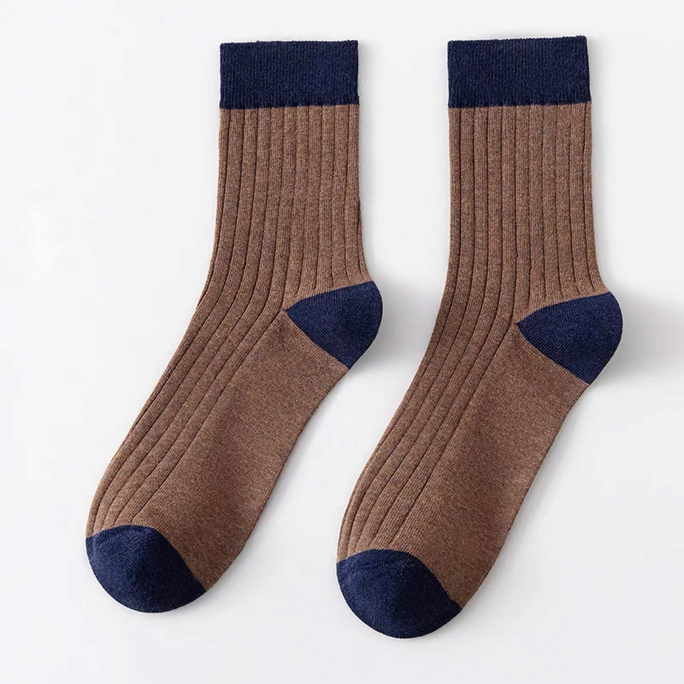 Happy Knits – wholesale Socks – Men's – Men's Color Block Rib Socks - Men's Pure Cotton Socks5